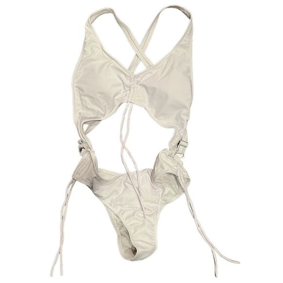 Women 1 Piece Summer Hollow Sexy Bikini with Long Tassel Drawstring Colo… - Picture 10 of 16